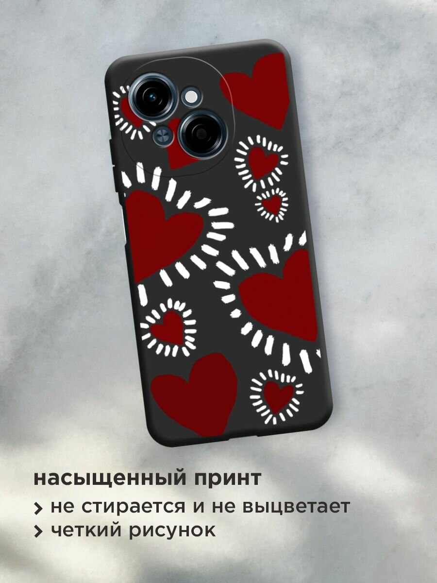 Чехол на Tecno Spark Go 1/Tecno POP 9 / Техно Спарк Го 1/Техно ПОП 9 с принтом "Бордовые сердца 2" — фото 1