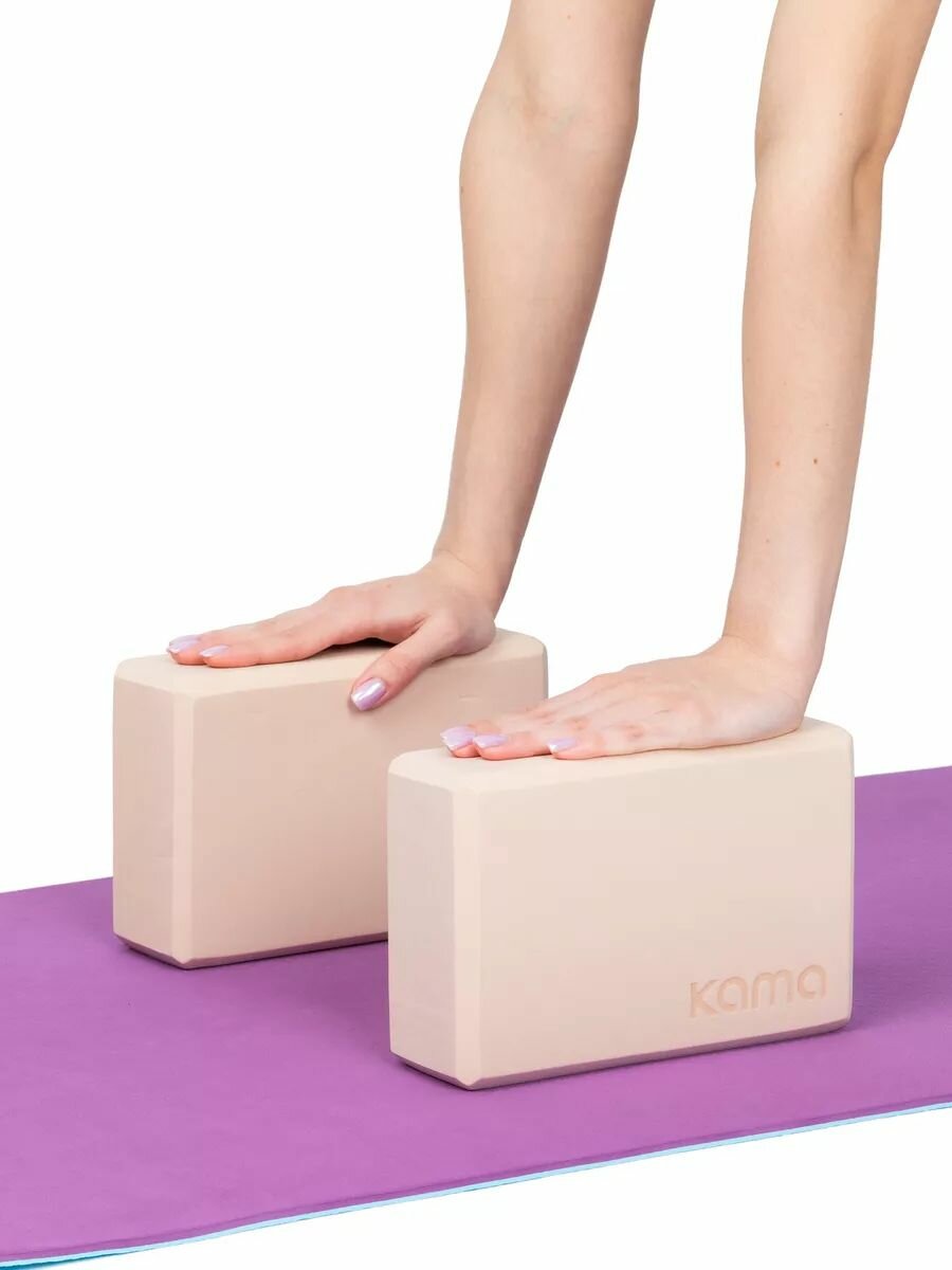 Блоки для йоги и фитнеса, Kama, 2 шт, бежевые — фото 1