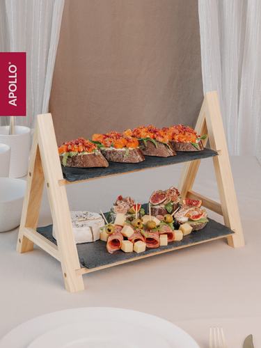 Изображение товара Блюдо сервировочное, Apollo "Tapas", подставка двухъярусная для закусок, сланец