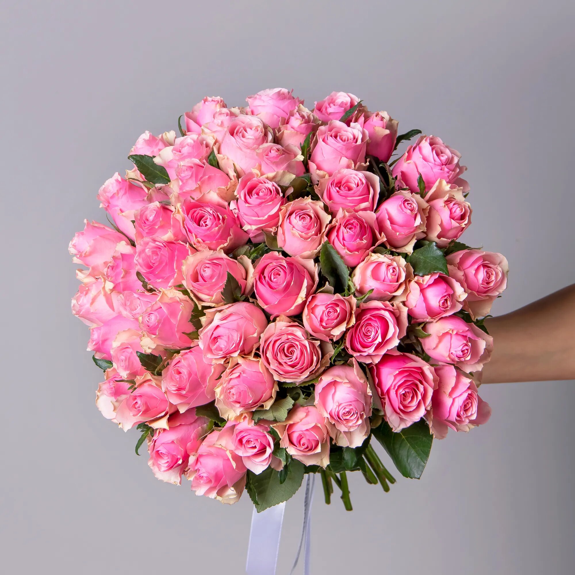 Букет из розовых роз 51 шт Высота 40 см Премиум от "Простоцветы"