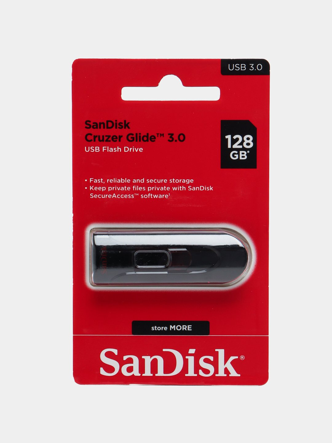 Флеш-накопитель USB 3.0 SanDisk Cruzer Glide 128 ГБ памяти 3.0 позволяет хранить ваши персональные данные!