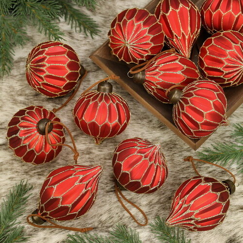 Изображение товара Елочные шары Felicita Rossa 8-11 см, 12 шт, стекло, Winter Deco, 19039-23299-набор
