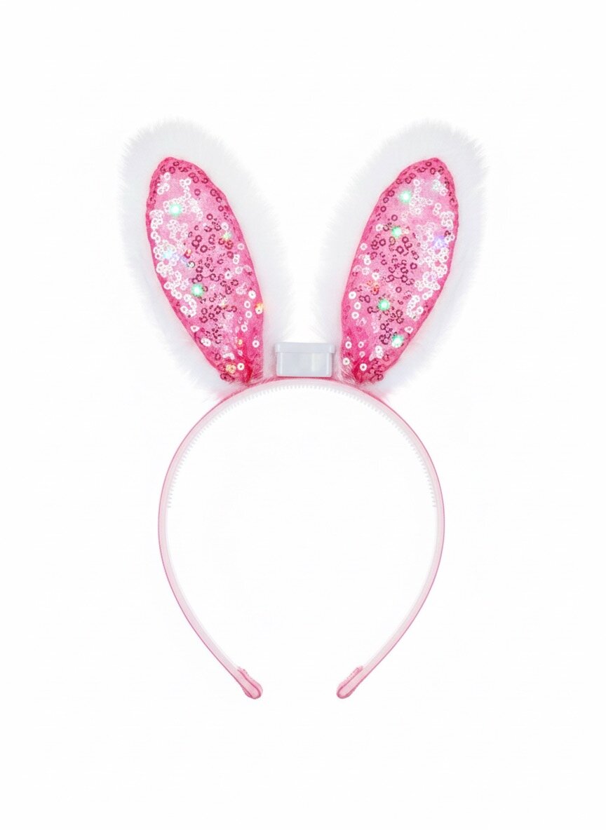 Новогодний ободок, с LED-огнями и помпонами, из пластика и текстиля