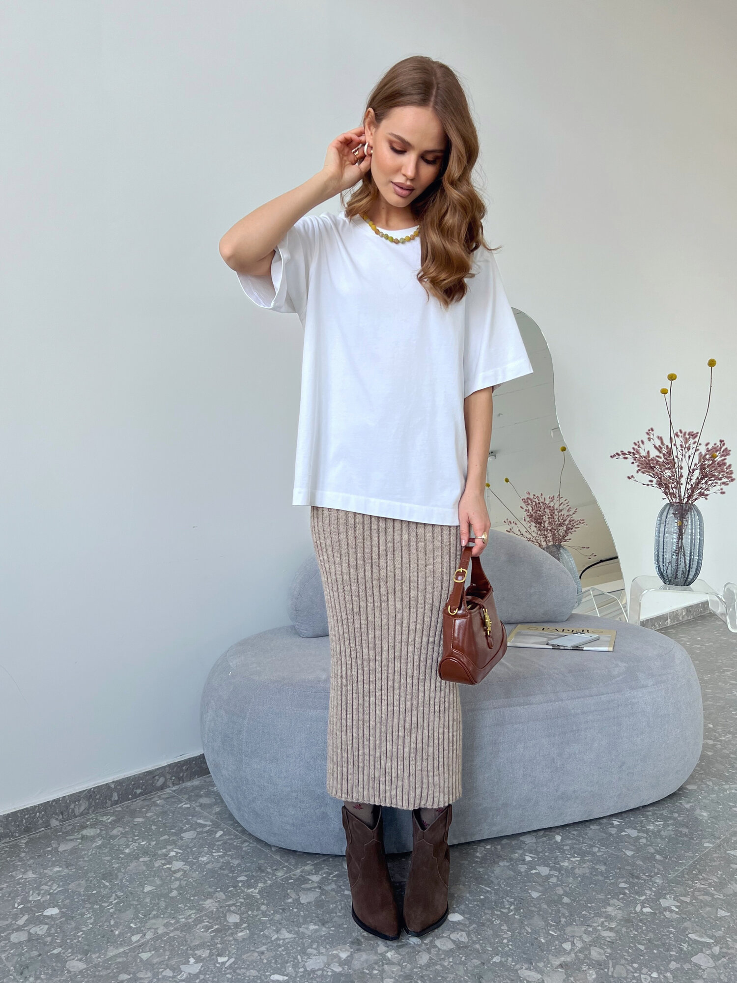 Юбка Daffy World, размер 42-48, темно-бежевый — фото 1