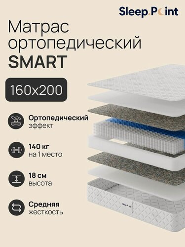 Изображение товара Sleep.Point Матрас 160х200 SMART, ортопедический, пружинный, двуспальный