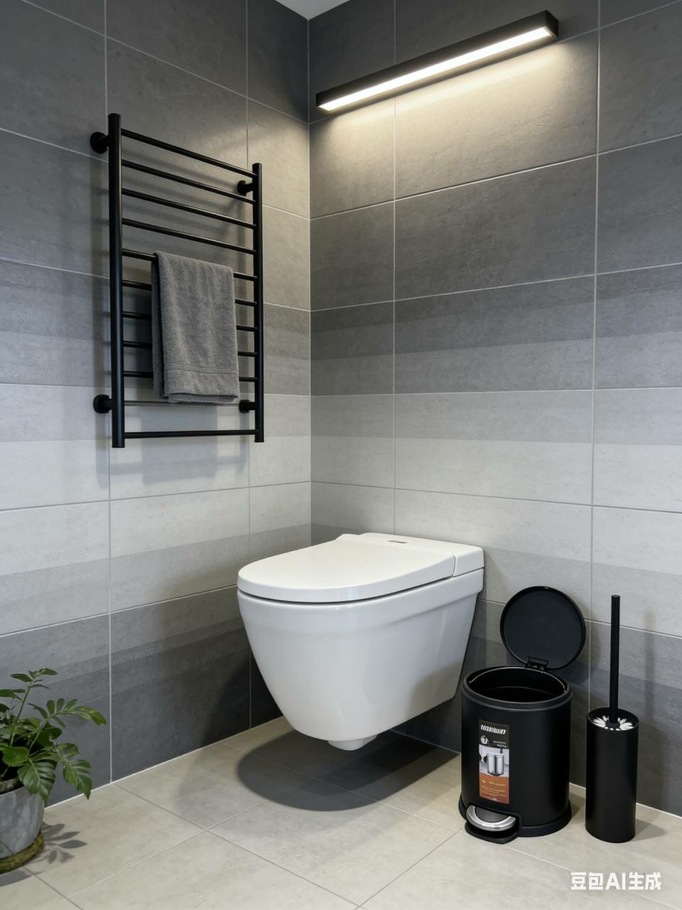 Комплект мусорный бак+ ёршик, для дома и офиса, нержавеющее, металлическое, самый качественный, черная