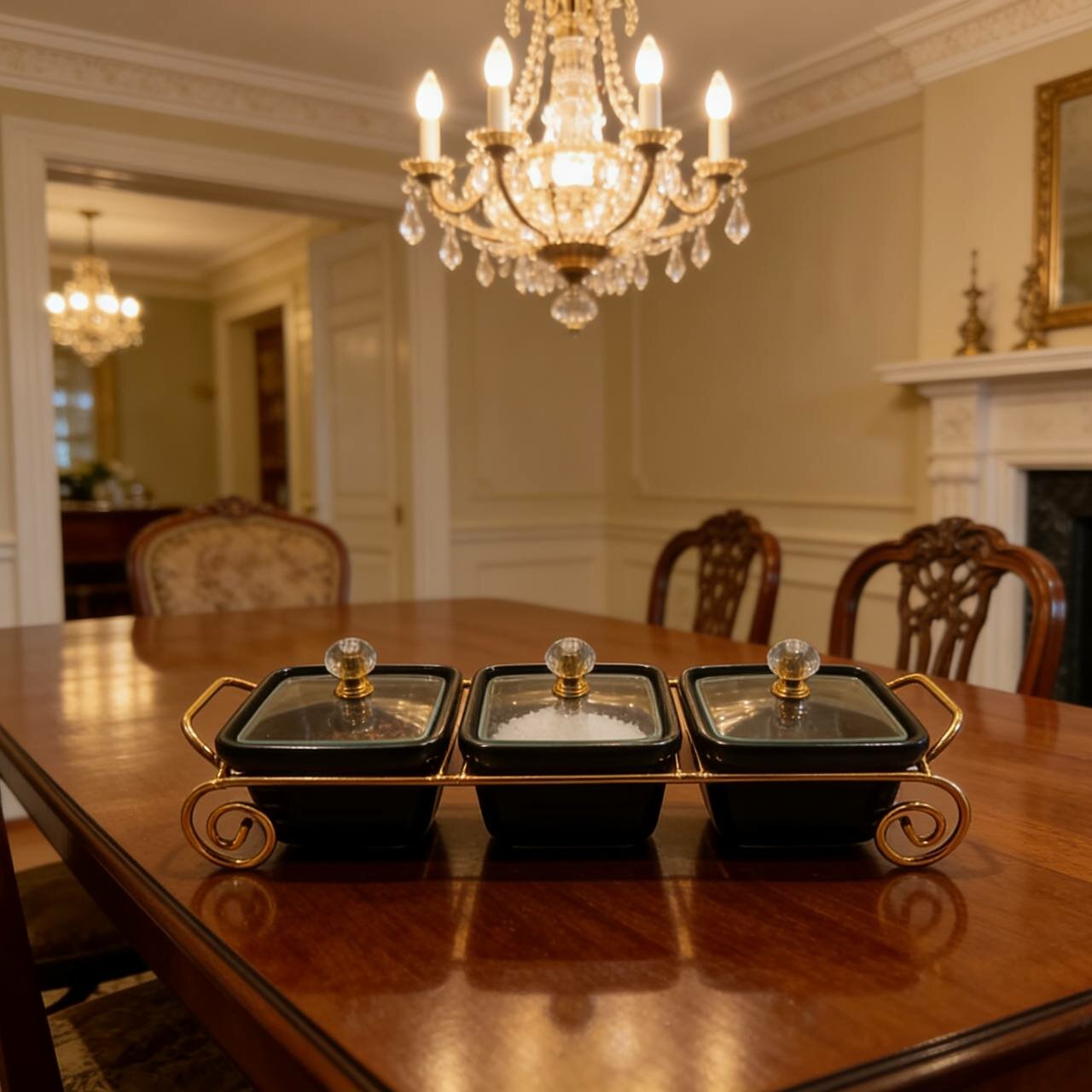 Менажница в виде цветка для орехов и сухофруктов, черный, 3 шт