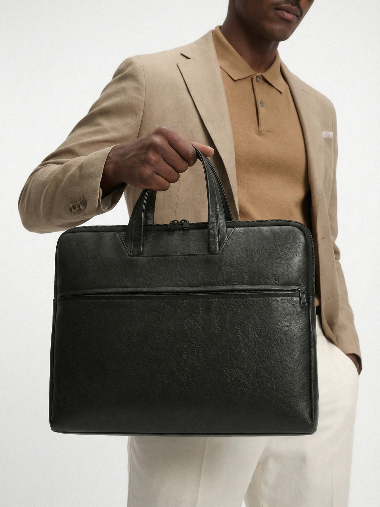 Сумка для ноутбука Daniele Riccardi, искусственная кожа, для ноутбука 15 дюймов, черная — фото 1