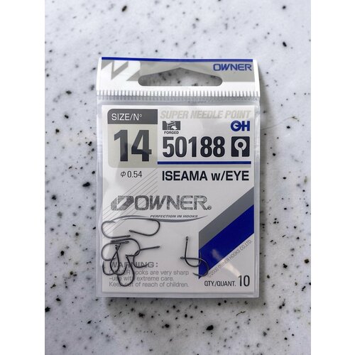 Крючок рыболовный Owner Iseama w/eye 50188 №14 0,54 мм, набор 10 шт.