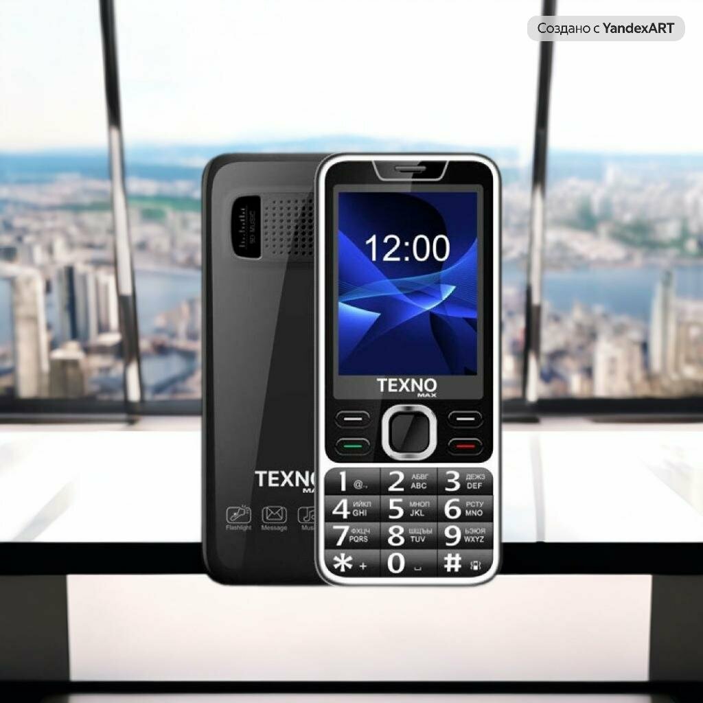 Texno Max 024, кнопочный телефон, двухсимочный телефон, черный — фото 1