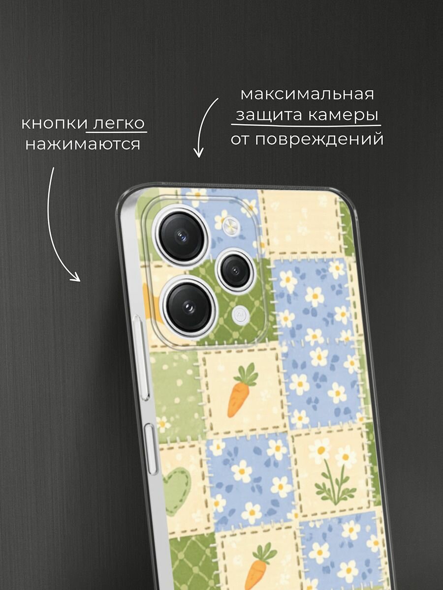 Силиконовый чехол на Xiaomi Redmi 12 / Сяоми Редми 12 с принтом Цветочный голубой лоскуток — фото 1