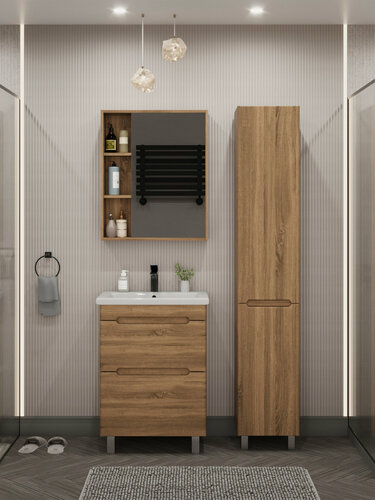 Изображение товара Шкаф-пенал напольно/подвесной SanStar Diva для ванной комнаты, Gold Craft