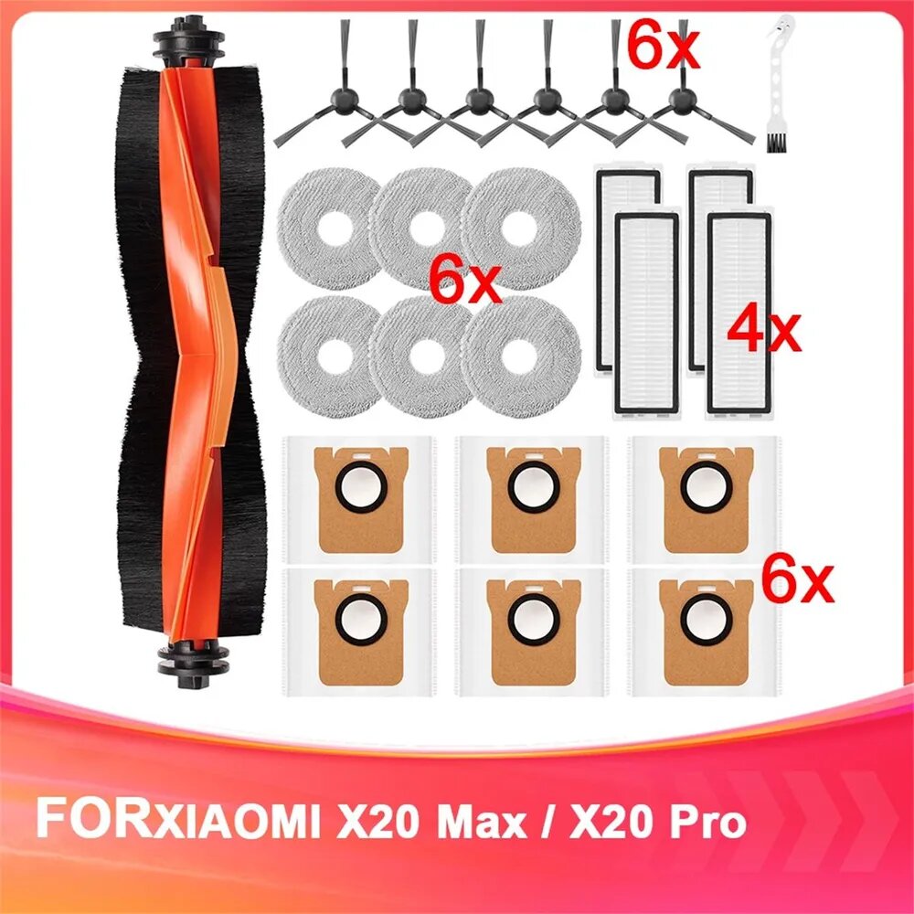 Аксессуары для робота-пылесоса Xiaomi X20 Max / X20 Pro, пылесборники, насадка для швабры, основная щетка, боковые щетки, фильтр HEPA