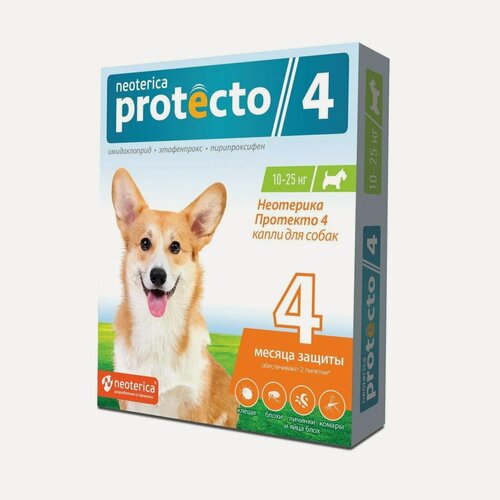 Изображение товара Капли от клещей и блох Neoterica Protecto для собак 10-25 кг 2 пипетки