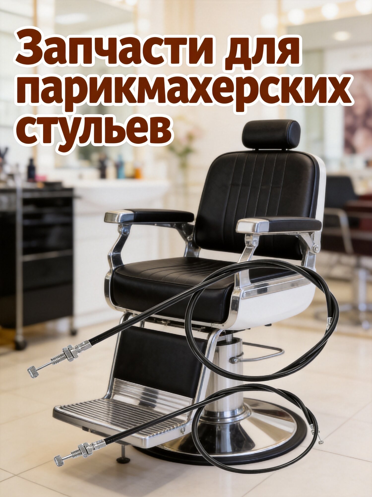 Набор из 2 стальных тросов для наклонного механизма парикмахерского кресла, черные, для замены