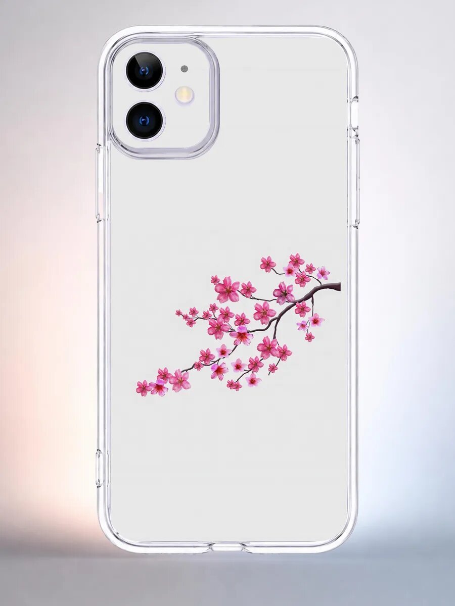 Чехол iPhone 11 сакура, акварель y2k Indie sleaze