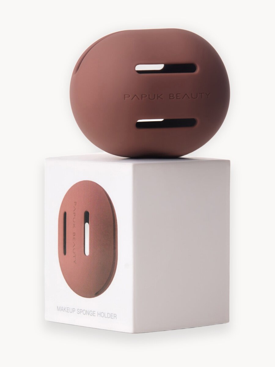 Кейс - футляр для хранения спонжа для макияжа Papuk Beauty силиконовый чехол кофейный