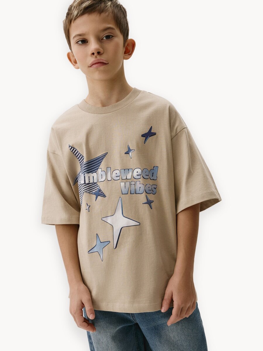 Футболка Sela, размер 146, бежевый