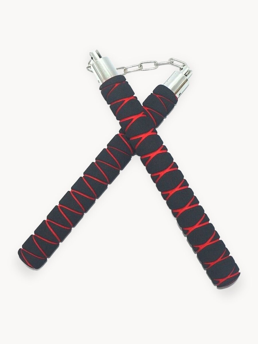 Нунчаки тренировочные мягкие поролоновые, стальная цепь. Для боевого тэквондо, бусидо, каратэ, боевых искусств.