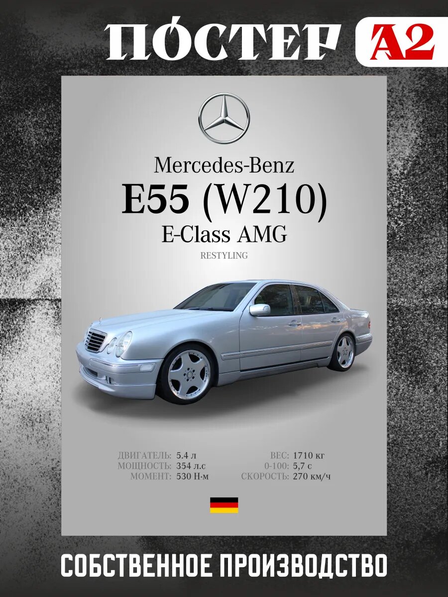 Постер на стену интерьерный А2 Mercedes-Benz E55 W210 АМГ