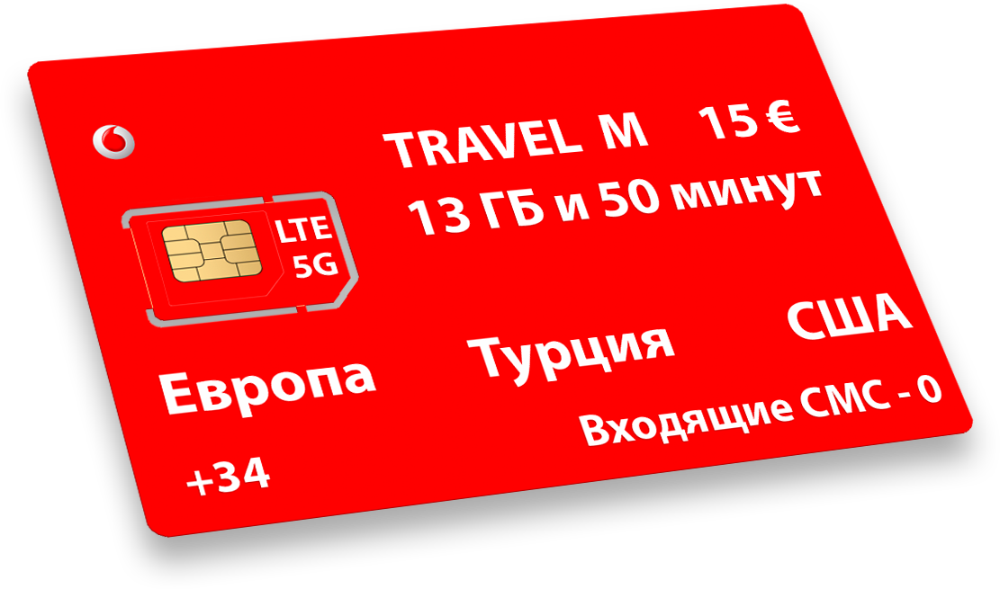 Sim-карта Euroroaming – интернет и звонки в роуминге в Европе, Турции и США , зарубежный номер +34, туристическая сим-карта для роутера, телефона.