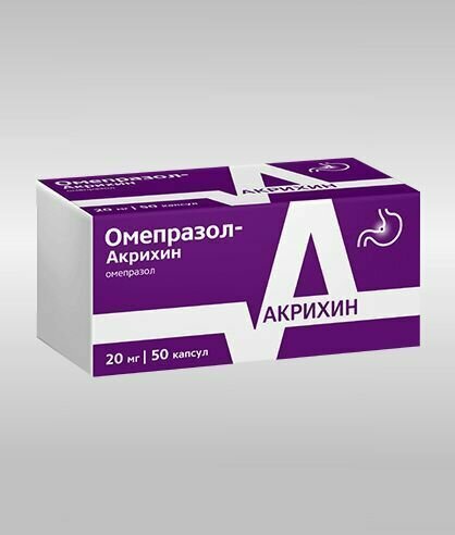 Омепразол-Акрихин, капсулы кишечнорастворимые 20 мг, 50 шт.