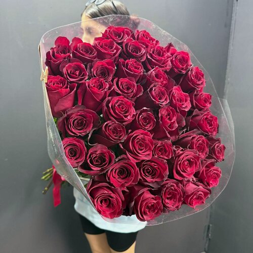 Изображение товара Букет Высокие Розы, 35 шт / Гигантские (Длинные) Розы / Доставка Цветов / 35 роз, 100 см (1 метр), метровые