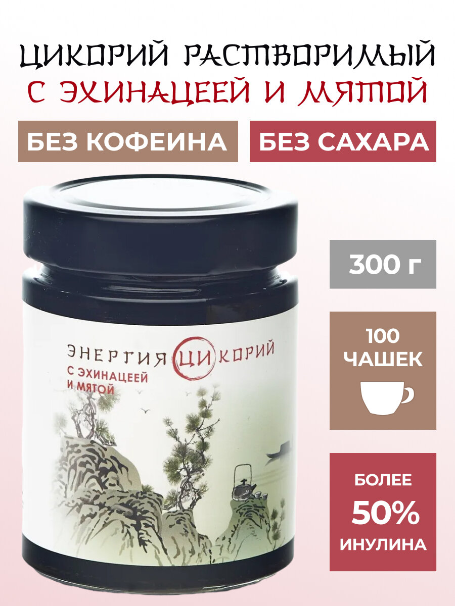 Жидкий цикорий, растворимый цикорий, 50% инулина с эхинацеей и мятой, ТМ "Энергия Ци",