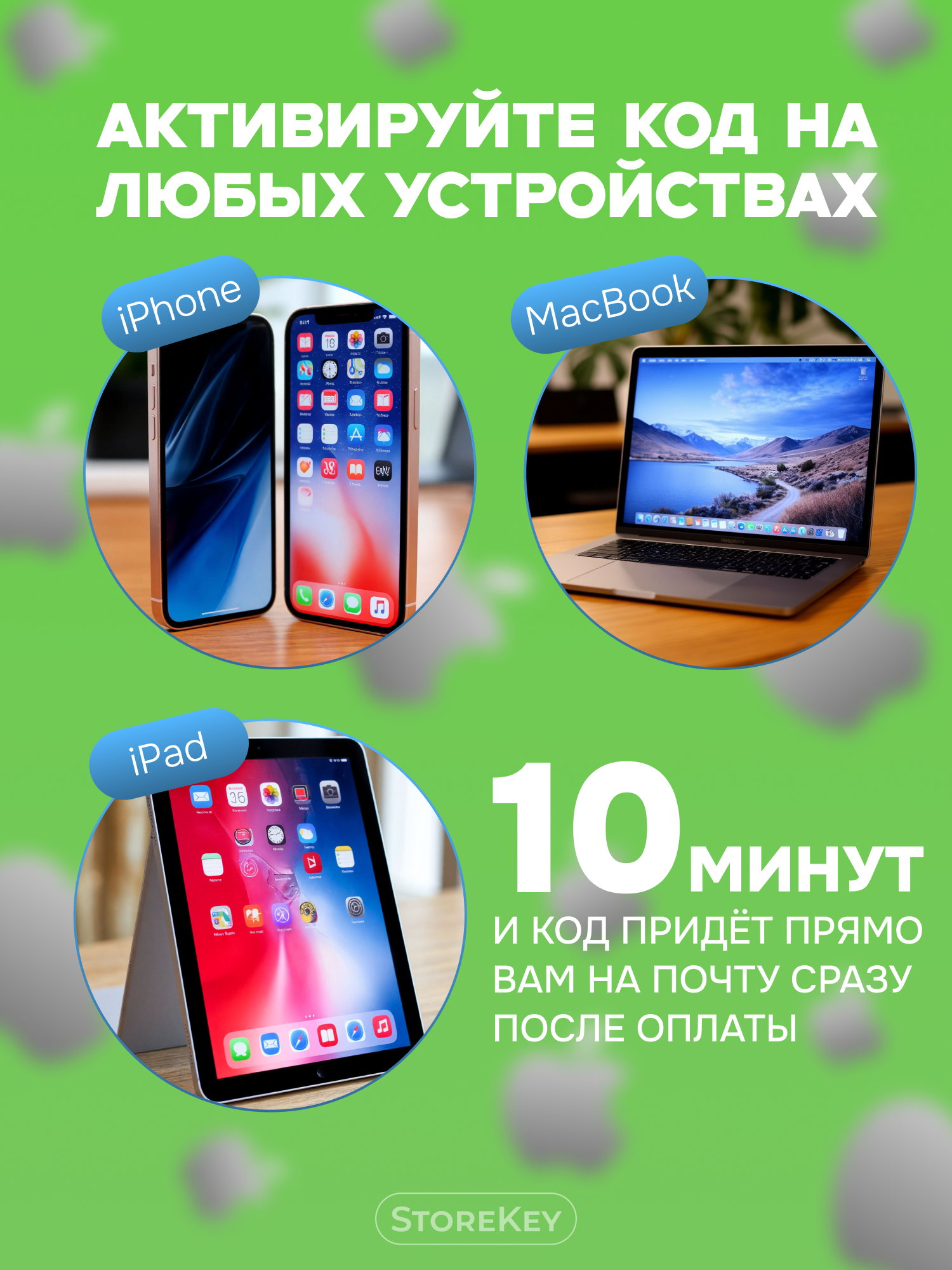 Подарочная карта Apple 500 рублей / пополнение App Store (цифровой код iTunes и iCloud) - Россия. — фото 1
