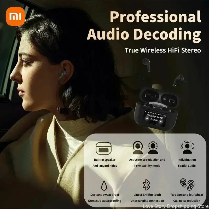 Картинки Наушники Xiaomi Redmi с сенсорным управлением, цветной экран, Bluetooth, беспроводные наушники-вкладыши, сверхдлительный срок службы батареи, усовершенствованное шумоподавление