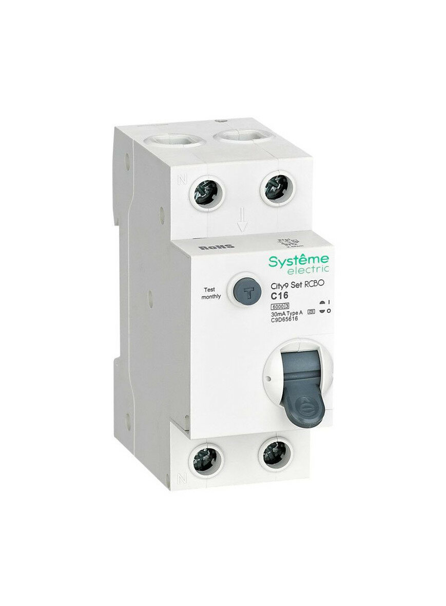Выключатель АДТа City9 Set (АВДТ) 1P+N C 16А 6кА 30мА Тип-A 230В SE C9D65616