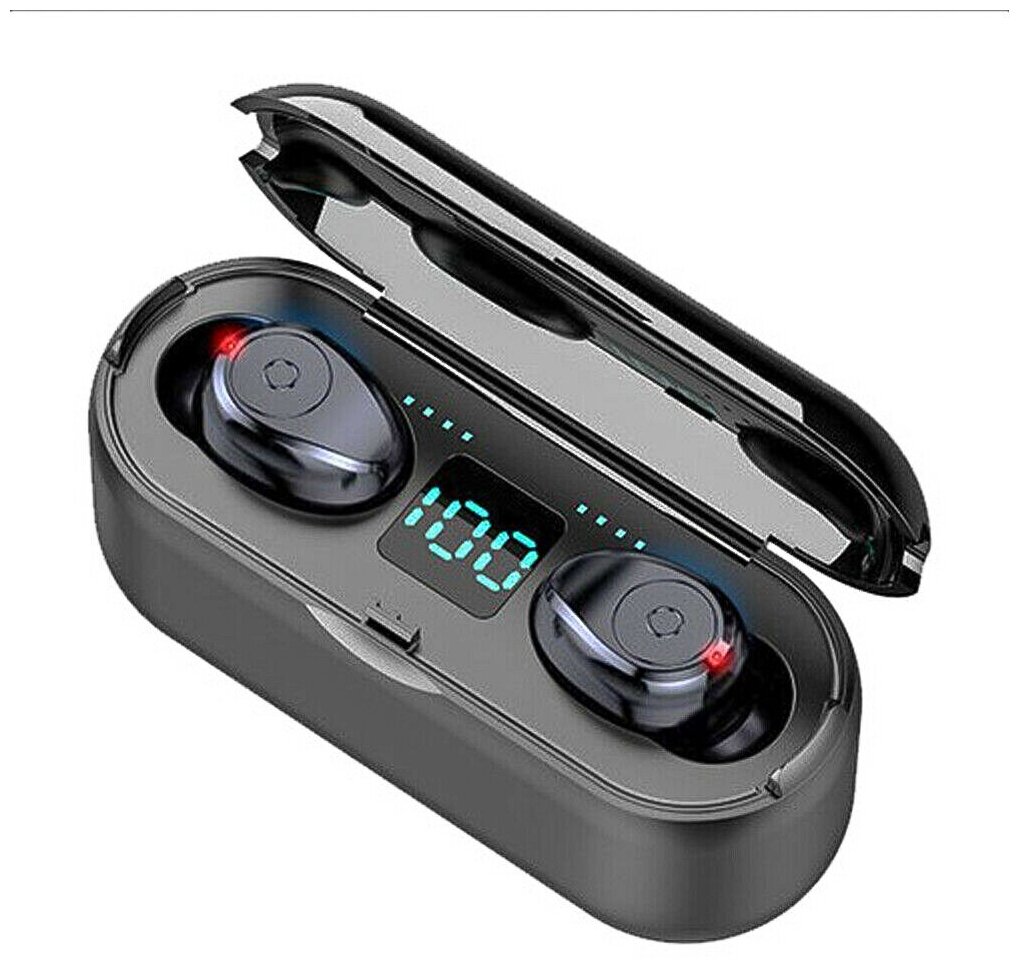 Наушники беспроводные F9 TWS Bluetooth V5.0+внешний аккумулятор 2000мАч