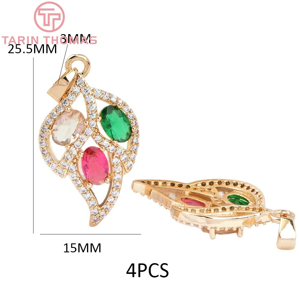 Подвески из латуни с цирконом Tiffany & Co, 6 шт. 7678-Champagne Gold