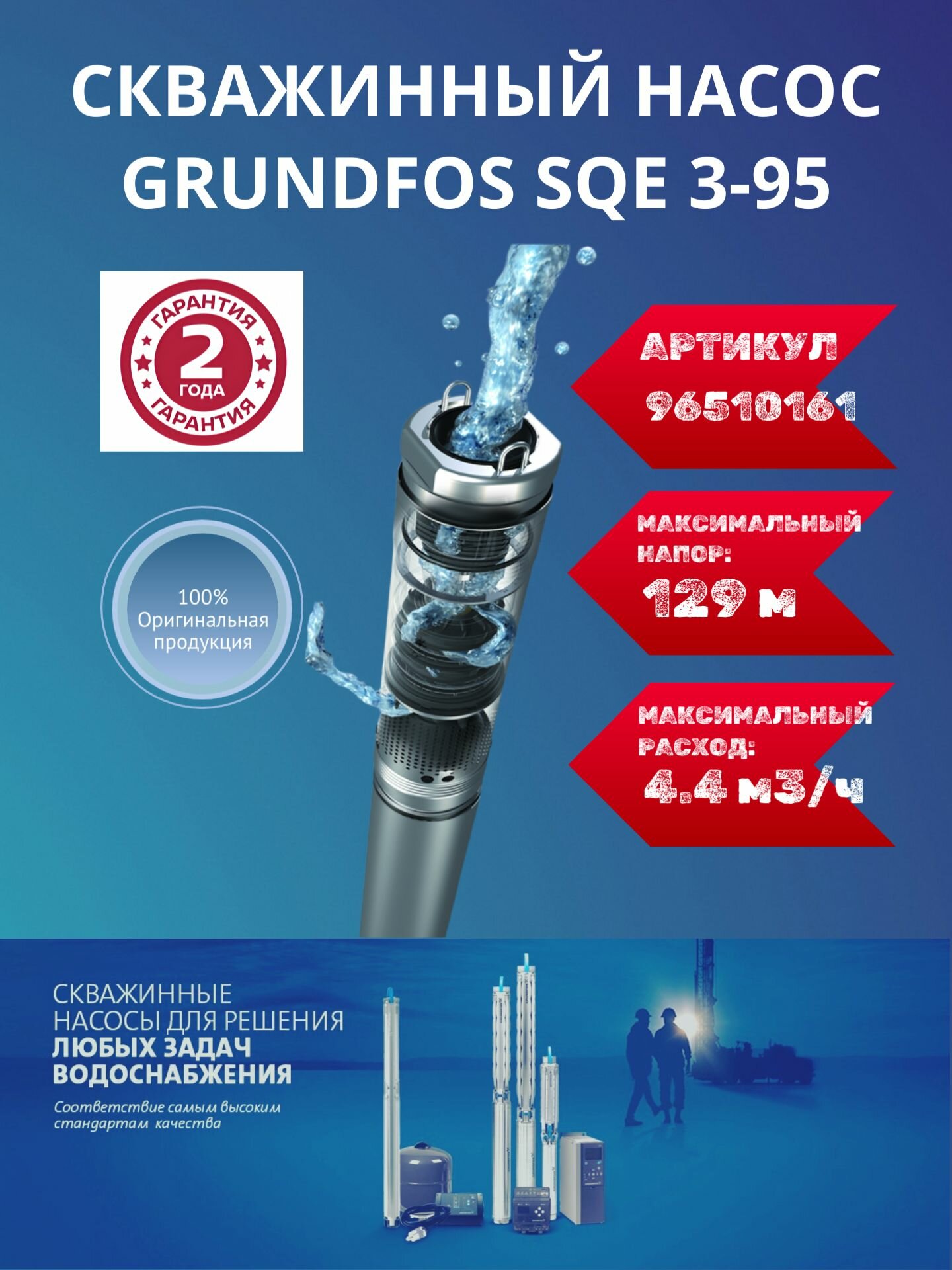 Скважинный насос Grundfos SQE 3-95