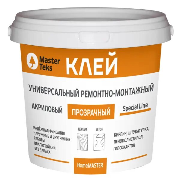 Клей акриловый MasterTeks ремонтно-монтажный прозрачный 0.9 кг