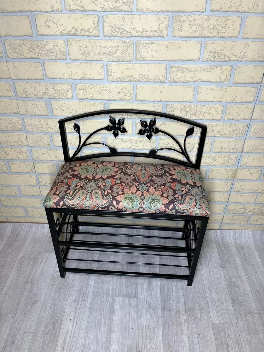 Кованая банкетка №04, Студия кованой мебели Нива, цвет красновато-бордовый — фото 1