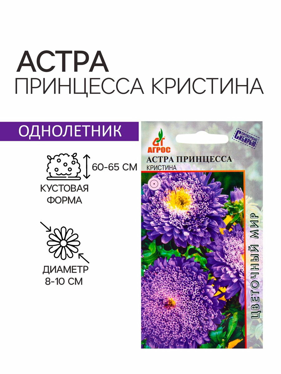 Семена Астра Принцесса Кристина 0.3г* вид: астра назначение: для создания букетов 5 шт.