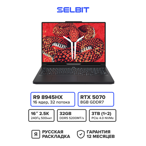 16 Игровой ноутбук Lenovo Legion 5 Pro R9000P ARX8 Ryzen 9 7945HX IPS 25K 240Гц RTX 4070 RAM 16ГБ SSD 1ТБ 82WM00CD Windows 11 Home Русская раскладка Серый 207020₽