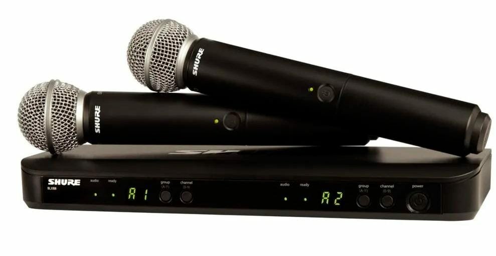 Микрофоны беспроводные динамические SHURE BLX 88 SM 58 М -17 /черные для караоке