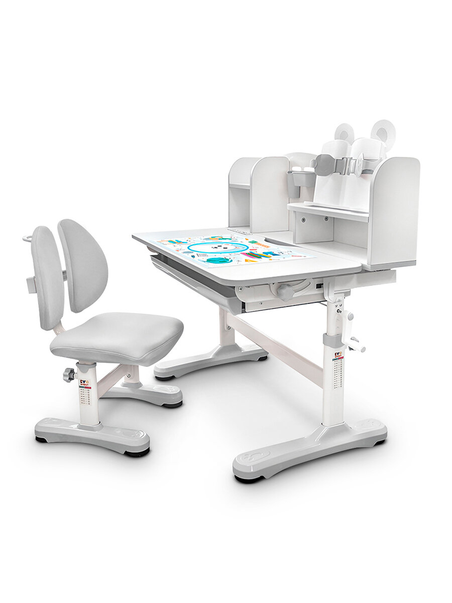 Растущий стол и стул детский комплект Ergokids Panda XL BD-29 серый