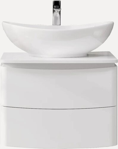 Изображение товара Тумба с раковиной Velvex Luna 60 подвесная, 60 см, со столешницей, белая, глянцевая, с отверстием под смеситель, из МДФ, с ящиками, раковина для ванной, фаянсовая, овальная, встроенный слив-перелив