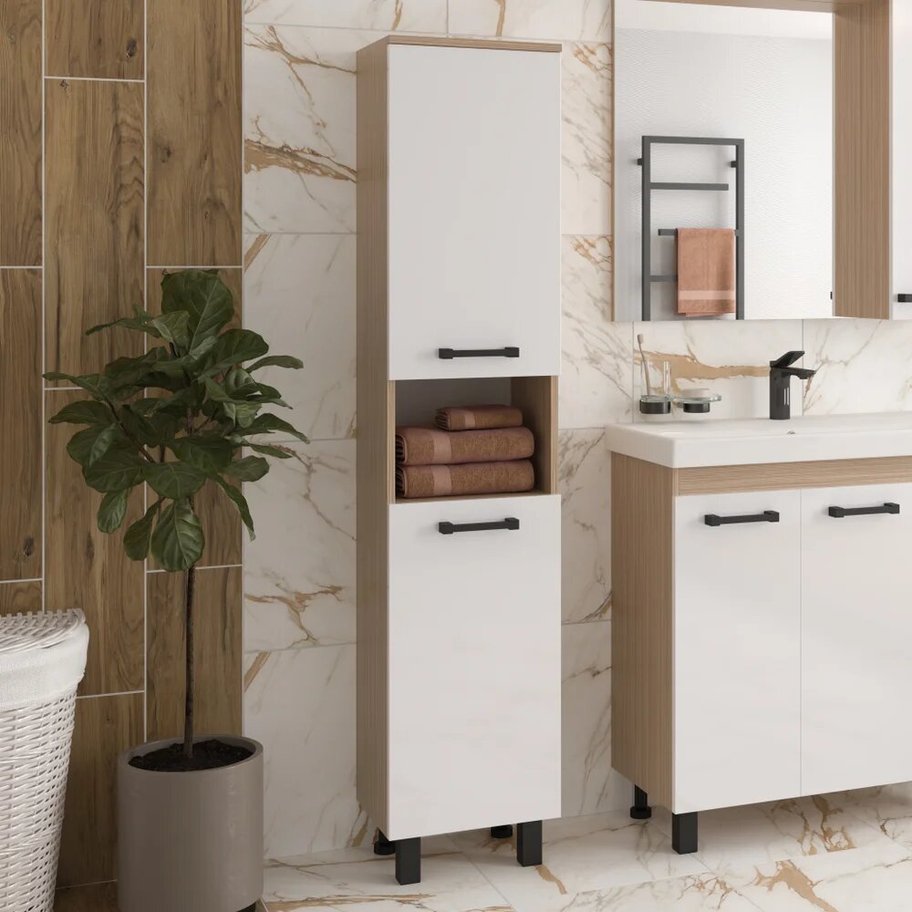 Шкаф-пенал для ванной Misty Крафт 35 4 см белый