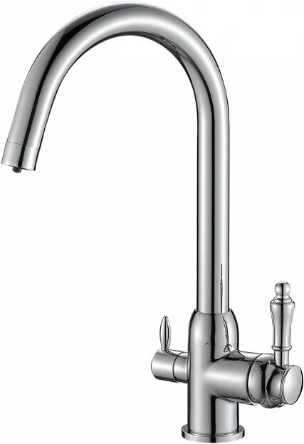 Смеситель для кухни Steel Hammer SH 723 CR с краном для питьевой воды  с поворотным изливом  хром  глянцевый  однорычажный  латунный  с керамическим картриджем