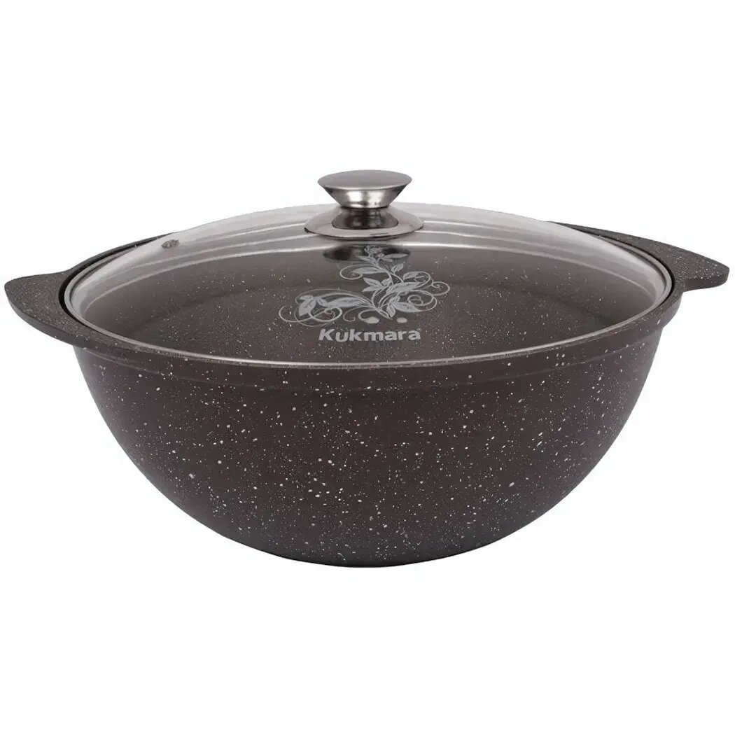 Казан для плова 4,5л со стеклянной крышкой, кофейный мрамор, алюминий