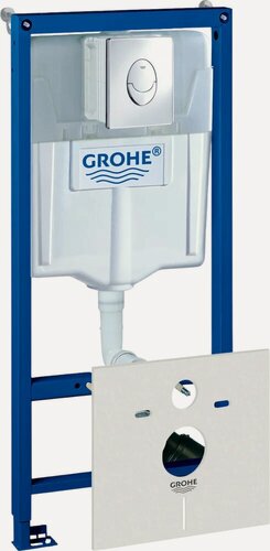 Изображение товара Инсталляция с кнопкой Grohe Rapid SL 38750001 цвет хром, пневматическое управление, крепление к полу и стене, с шумоизоляцией