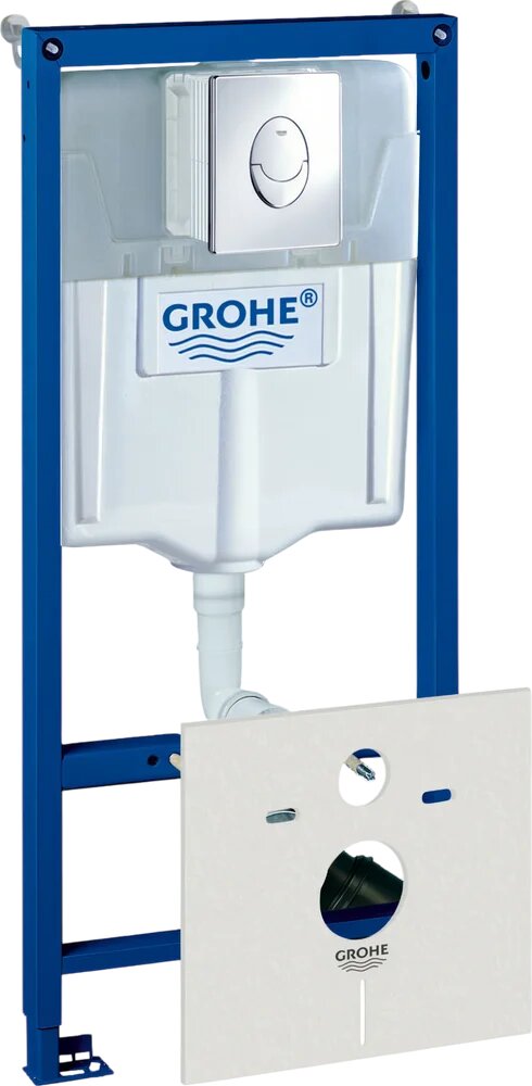 Инсталляция с кнопкой Grohe Rapid SL 38750001 цвет хром пневматическое управление крепление к полу и стене с шумоизоляцией