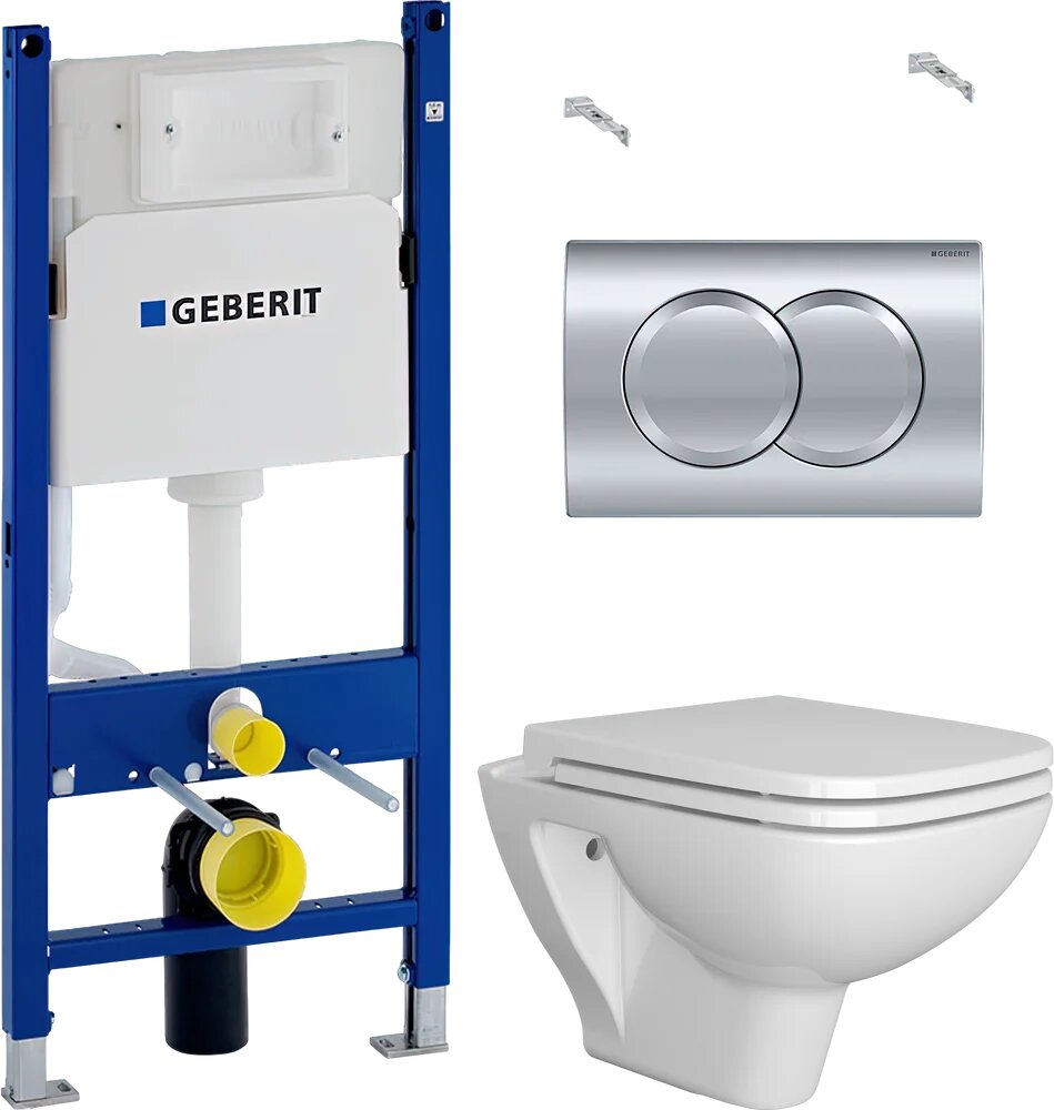 Комплект 3 в 1 Унитаз подвесной DIWO Сочи 7508N003-0079 безободковый / Сиденье Yakut 0344 быстросъемное с микролифтом / Инсталляция с кнопкой Geberit Duofix Delta 458.149.21.1 цвет хром