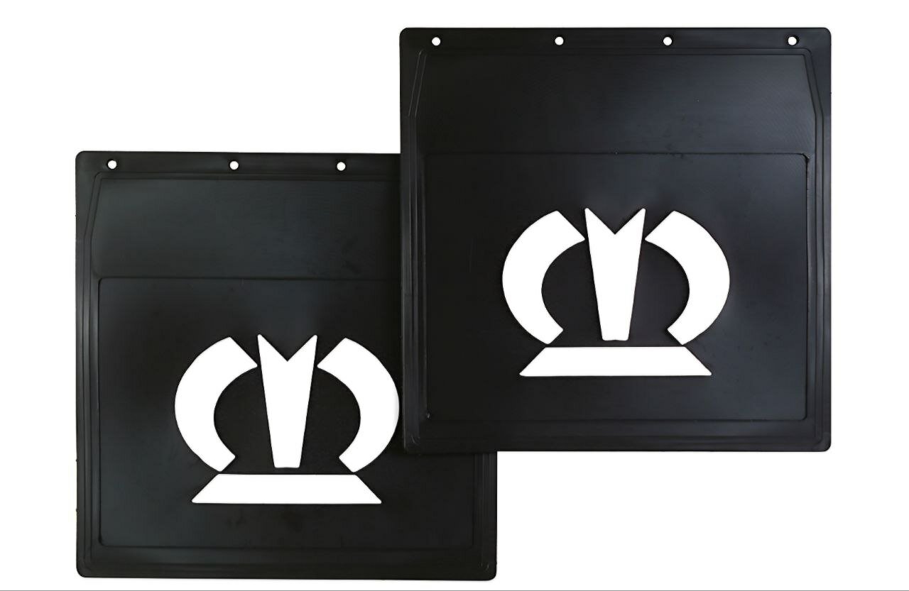 Брызговики прицепа 400*400 "корона" (черная резина с белым рисунком)