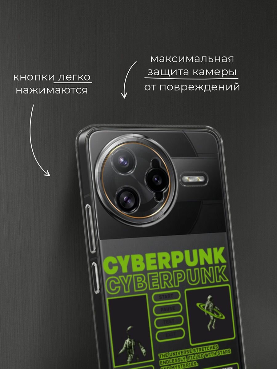 Чехол на Poco F7 Ultra / Поко F7 Ультра с принтом "Cyberpunk", прозрачный — фото 1