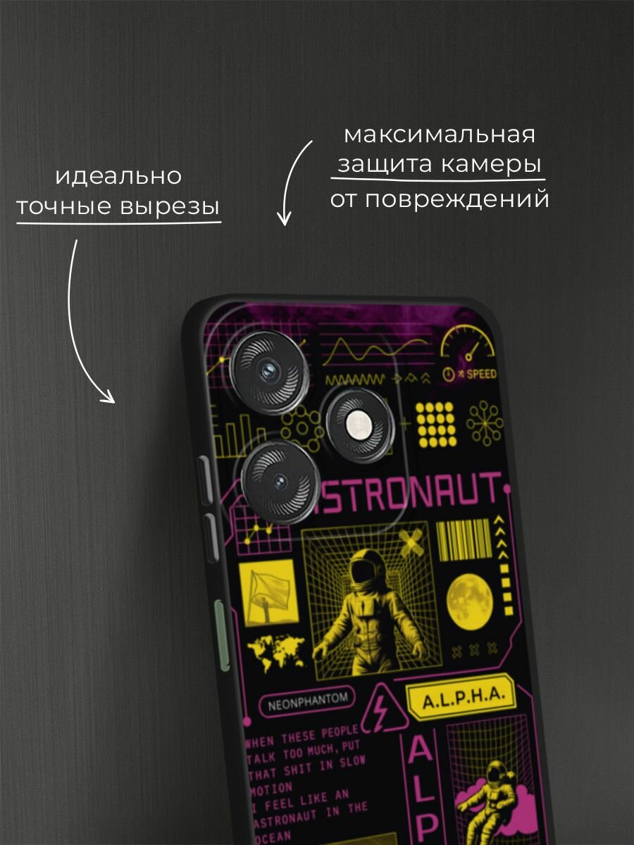 Черный матовый чехол на Tecno Spark 10/10C / Техно Спарк 10/10С с принтом "Темный космос" — фото 1